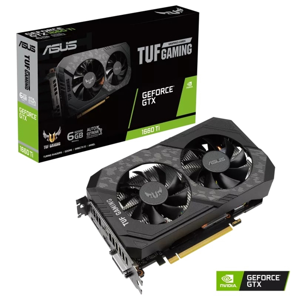 ვიდეო დაფა Asus GeForce Gaming TUF GTX1660 TI, 6GB, 192bit, HDMI, DP, DVI-D, Black