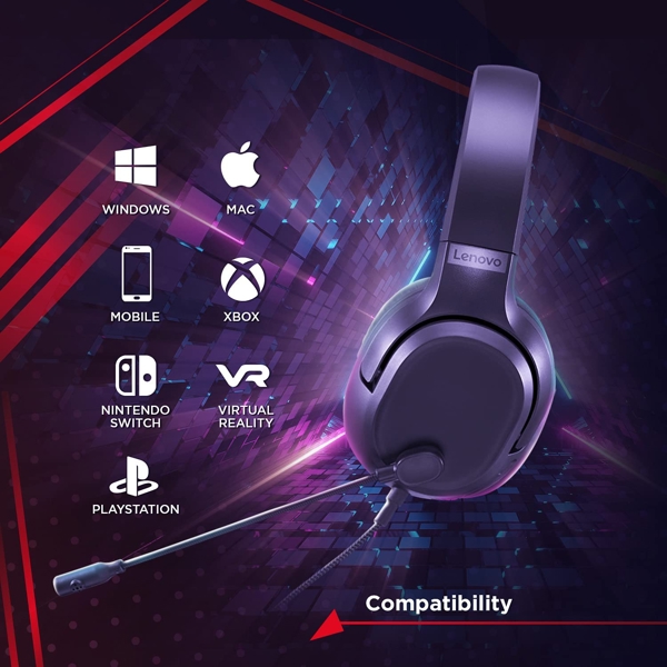 ყურსასმენი Lenovo GXD1C67963 IdeaPad Gaming H100 Headset, Wired, 3.5 mm, Black