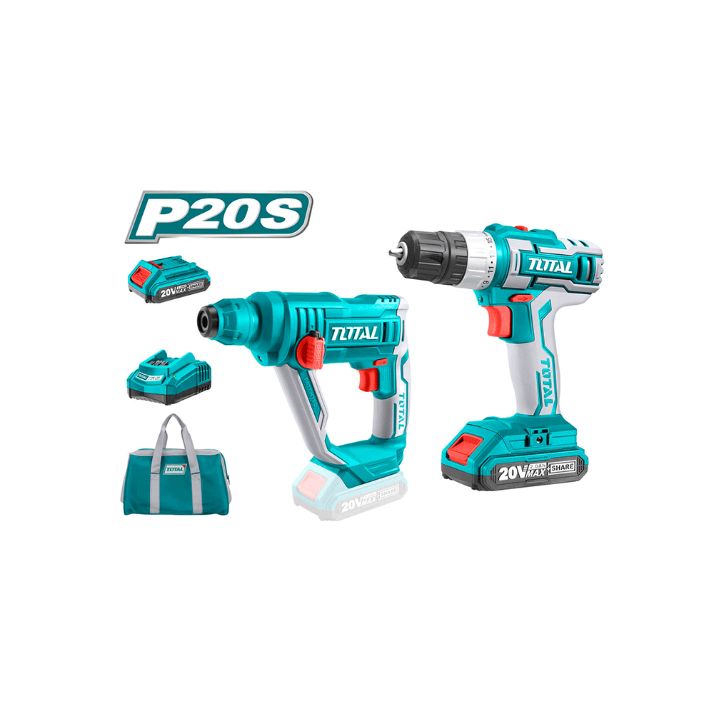 პერფორატორი+სახრახნისი Total TCKLI2008, 20V, 900Rpm/1500Rpm, 1.5J, Blue