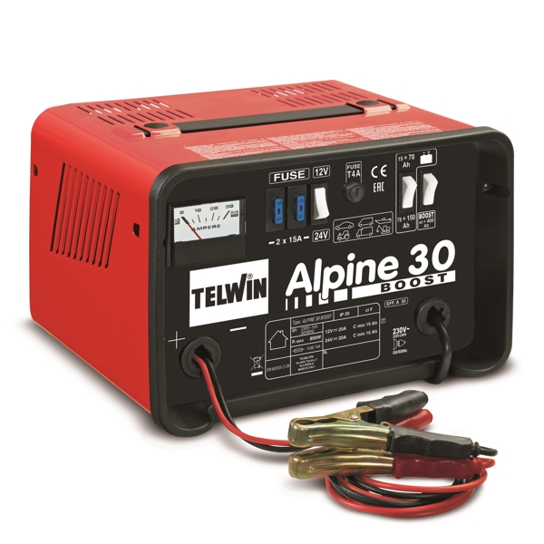 ბატარეის დამტენი Telwin Alpine 30, Battery Charger, Red/Black