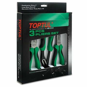 ბრტყელტუჩების ნაკრები Toptul GAAE0303, 3Pcs Pliers Set, Green/Black