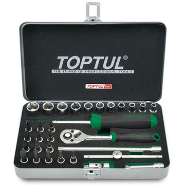 ხელსაწყოების ნაკრები Toptul GCAD3101, 31Pcs 1/4" DR. Socket Set, Silver