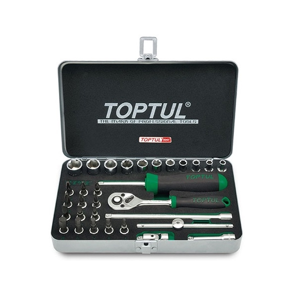 Toptul GCAD3101, 31Pcs 1/4" DR. Socket Set, Silver