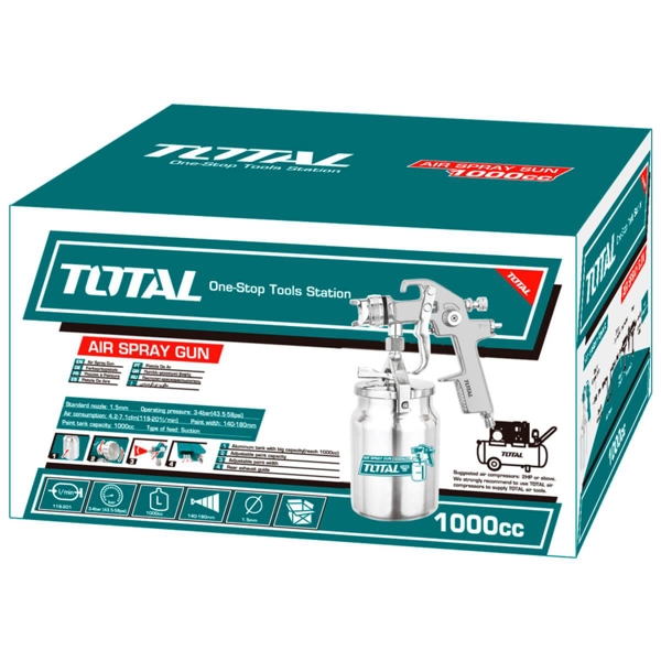 Total TAT11004, HVLP Spray Gun, Silver