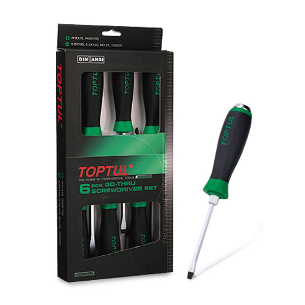 სახრახნისების ნაკრები Toptul GAAE0605, 6Pcs Screwdriver Set, Black/Green