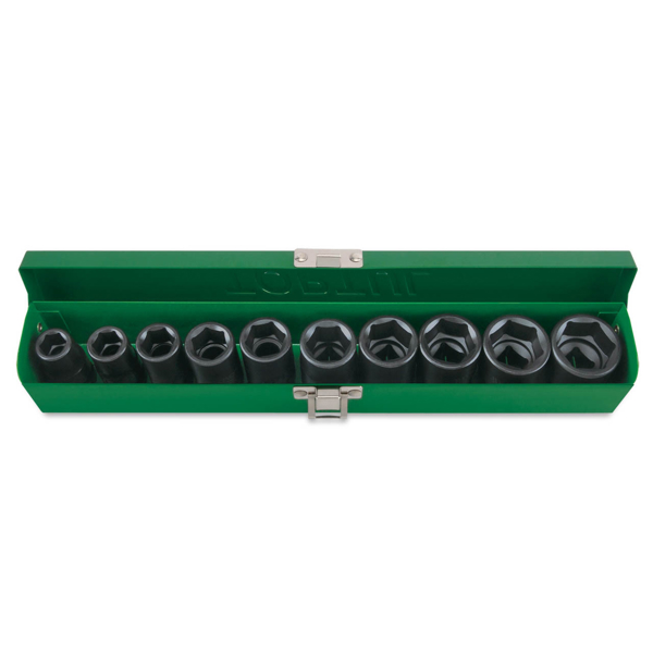 Toptul GDAD1001, 10Pcs Flank Impact Socket Set, Green