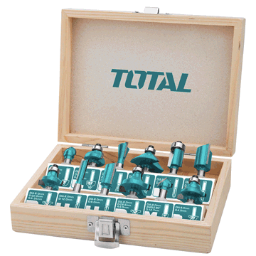 საფრეზი მანქანის პირების ნაკრები Total TACSR2121,12Pcs Router Bits Set, Blue