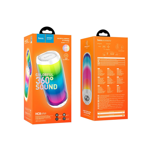 დინამიკი Hoco HC8, 10W, Bluetooth, USB, 3.5mm Jack, Pulsating Colorful Luminous Wireless Speaker 