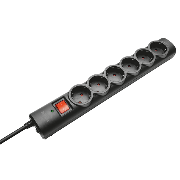 დენის გამანაწილებელი Trust 21059, 6 Socket Surge Guard, Black 