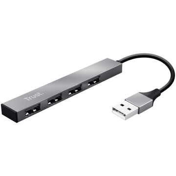 USB ჰაბი Trust 23786, 4-in-1 USB 2.0 hub, Gray