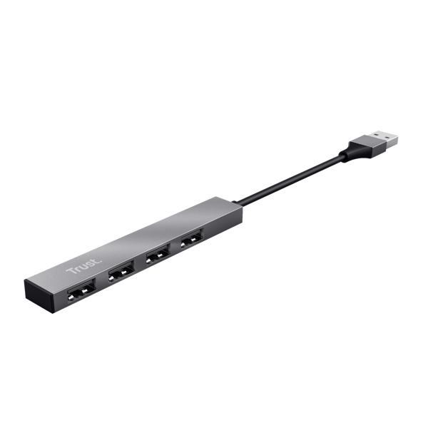 USB ჰაბი Trust 23786, 4-in-1 USB 2.0 hub, Gray