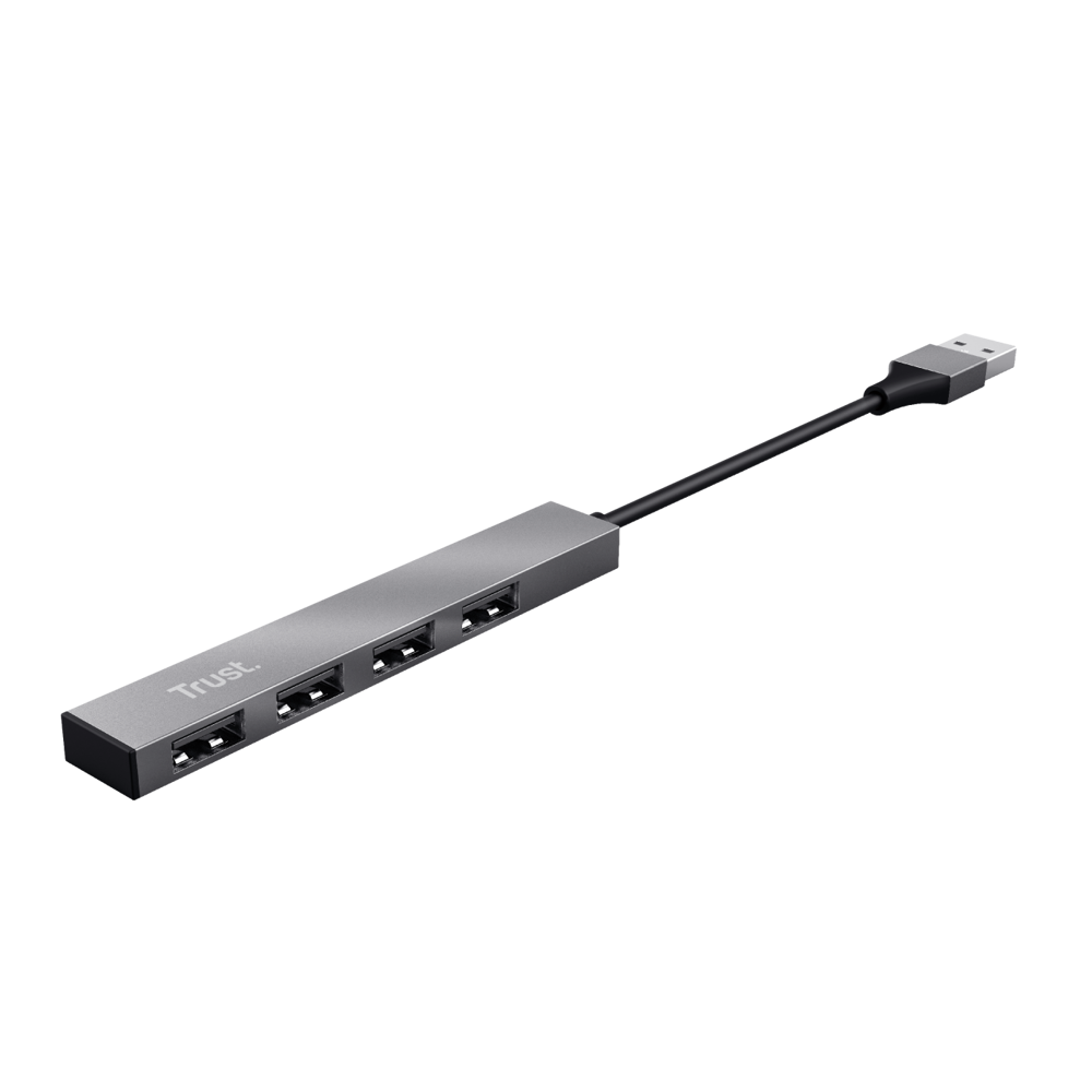 Trust 23786, 4-in-1 USB 2.0 hub, Gray