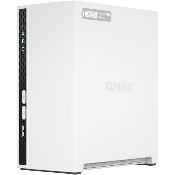 Storage System Qnap TS-233, 2-bay Tower NAS, 2.0GHz, 2GB RAM, SATA 6Gb/s, White