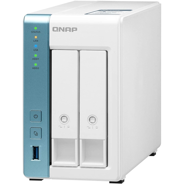 Storage System Qnap TS-231P3-2G, 2-Bay Tower NAS, 1,7GHz, 2GB DDR3 SODIMM RAM, SATA 6Gb/s, White