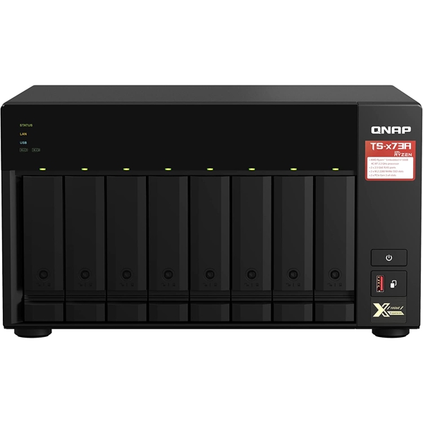 Storage System Qnap TS-873A-8G, 8-Bay Tower NAS, 2.2GHz, 8GB DDR4 SODIMM RAM, SATA 6Gb/s, Black