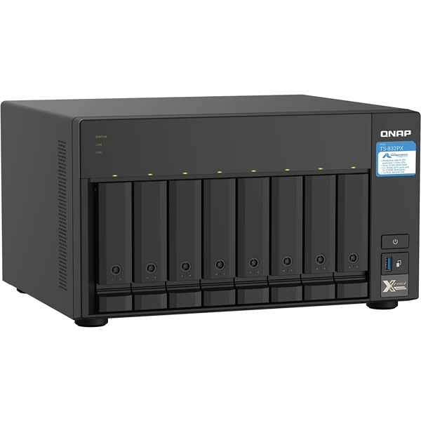 Storage System Qnap TS-832PX-4G, 8-Bay Tower NAS, 1.7GHz, 4GB DDR4 SODIMM RAM, SATA 6Gb/s, Black