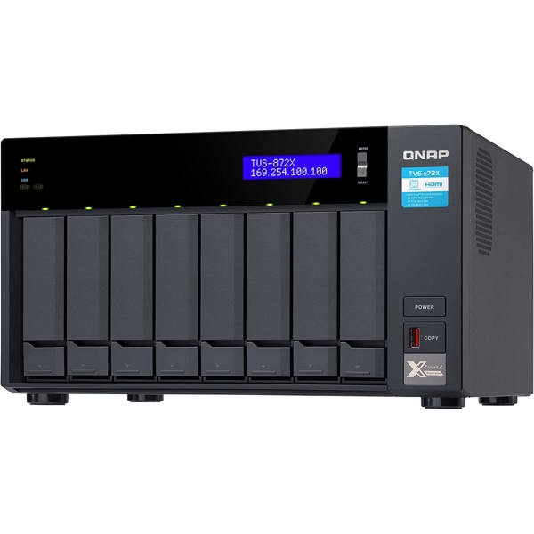 Storage System Qnap TVS-872X-i3-8G, 8-Bay Tower NAS, 8GB DDR4 SODIMM RAM, SATA 6Gb/s, Black