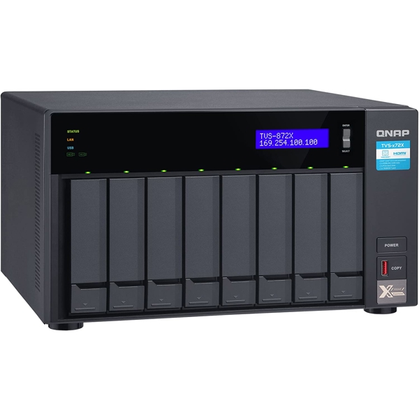 Storage System Qnap TVS-872X-i3-8G, 8-Bay Tower NAS, 8GB DDR4 SODIMM RAM, SATA 6Gb/s, Black