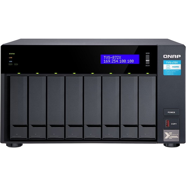 Storage System Qnap TVS-872X-i3-8G, 8-Bay Tower NAS, 8GB DDR4 SODIMM RAM, SATA 6Gb/s, Black