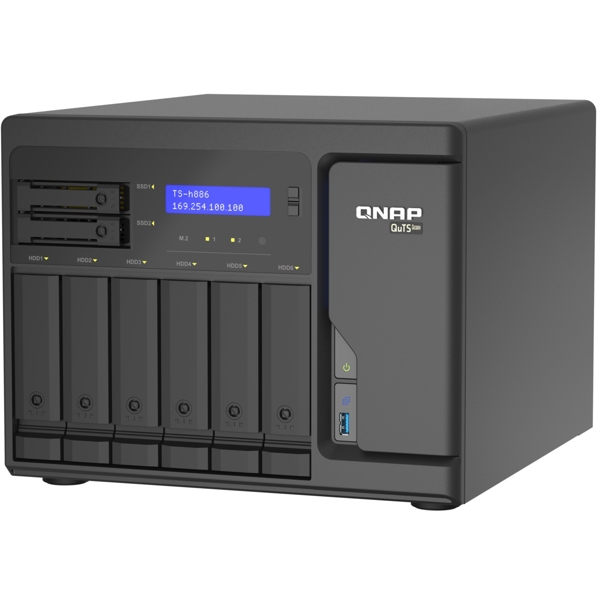 Storage System Qnap TS-h886-D1622-16G, 8-Bay Tower NAS, 3.2GHz, 16GB DDR4 UDIMM RAM, SATA 6Gb/s, Black