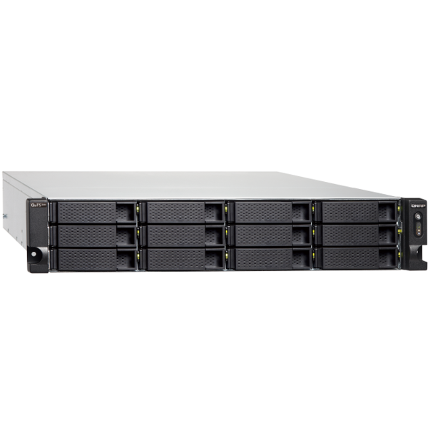 Storage system Qnap TS-h1283XU-RP-E2236-32G, 18-Bay Rack 2U NAS, 4.8GHz, 32GB DDR4 ECC UDIMM RAM, SATA 6Gb/s, White