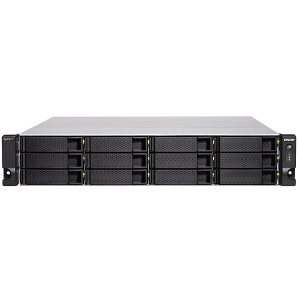 Storage system Qnap TS-h1283XU-RP-E2236-32G, 18-Bay Rack 2U NAS, 4.8GHz, 32GB DDR4 ECC UDIMM RAM, SATA 6Gb/s, White