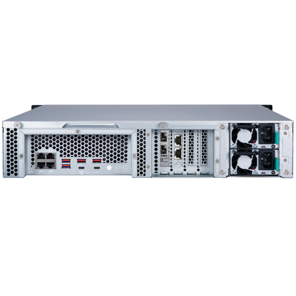 Storage system Qnap TS-h1283XU-RP-E2236-32G, 18-Bay Rack 2U NAS, 4.8GHz, 32GB DDR4 ECC UDIMM RAM, SATA 6Gb/s, White