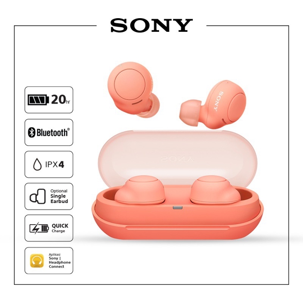 ყურსასმენი Sony WF-C500 Bluetooth Earbuds, Wireless, USB, Orange