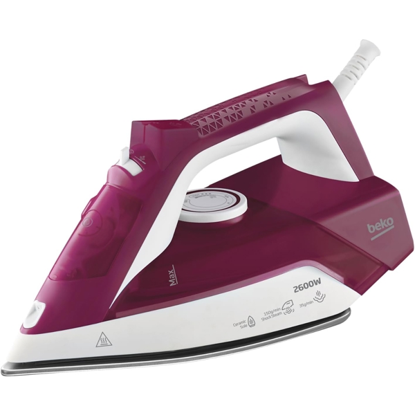 ორთქლის უთო Beko SIM 3126 R, 2600W, 240ml, Steam Iron, White/Burgundy