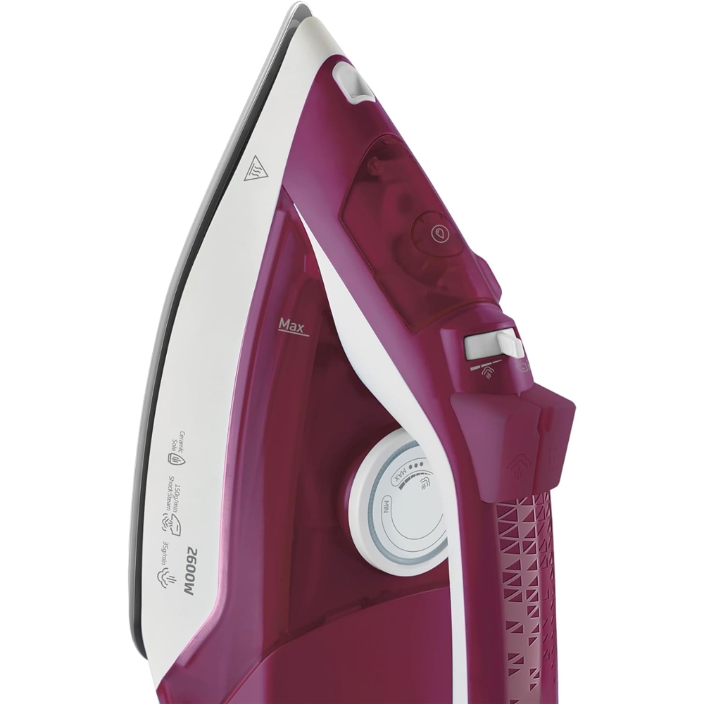 Beko SIM 3126 R, 2600W, 0.24l, Steam Iron, White/Burgundy