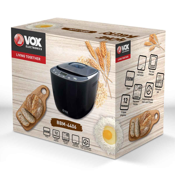 პურის საცხობი Vox BBM4406, 600W, Bread Maker, Black