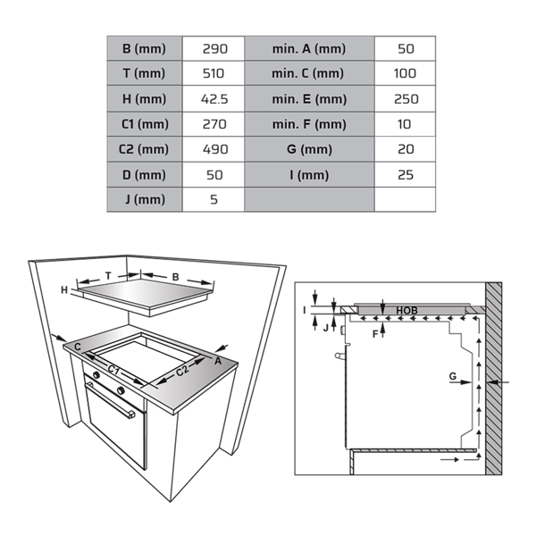 ჩასაშენებელი ქურის ზედაპირი Vox EBC200DB, Built-in, Black