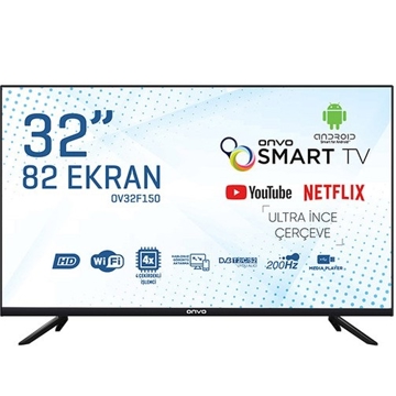 ტელევიზორი Onvo OV32F150, 32", Smart TV, Android, HDMI, USB, RJ-45, Black