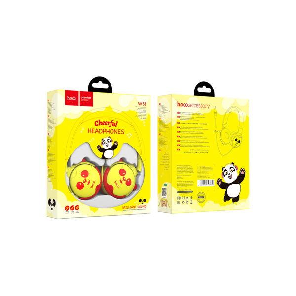 ყურსასმენი Hoco W31 Children Headset, Wired, 3.5mm, Yellow