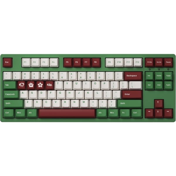 კლავიატურა Akko 3087 Matcha Red Bean, Gateron Pink, Wired, USB-C, Gaming Keyboard, Green