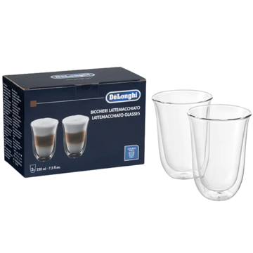 ჭიქების ნაკრები DeLonghi DLSC312, 2Pcs, Coffee Machine Glasses, Transparent