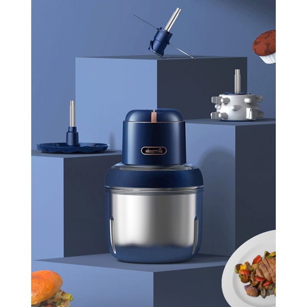 Xiaomi Deerma DEM-JR08, 220W, 1.2L, Food Processor, Blue/Silver