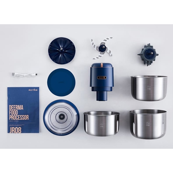 Xiaomi Deerma DEM-JR08, 220W, 1.2L, Food Processor, Blue/Silver