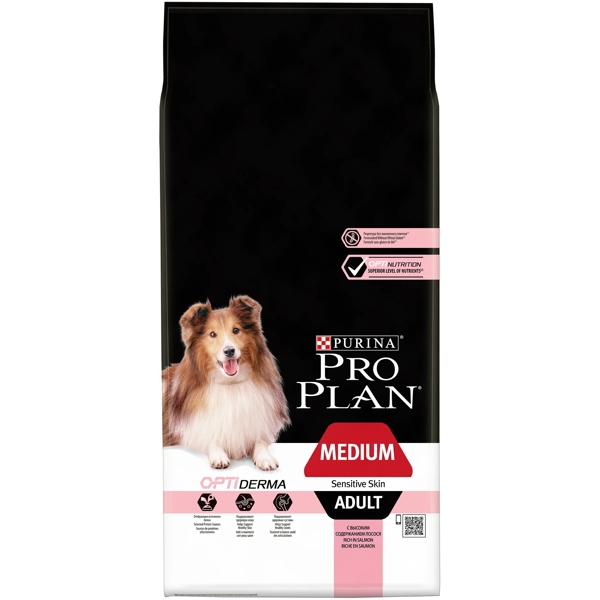 ძაღლის საკვები ProPlan 7613035120464 Adult Dogs, Medium, Sensitive Skin, Salmon, 14Kg