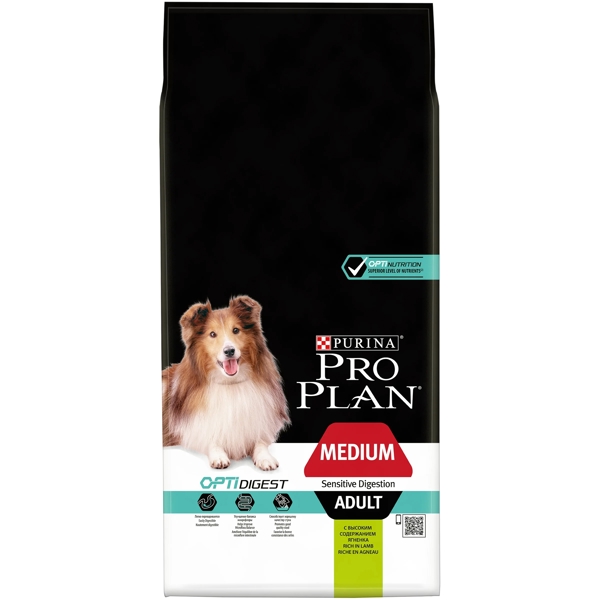 ძაღლის საკვები ProPlan 7613035214774 Adult Dogs, Medium, Sensitive Digestion, Lamb, 14Kg