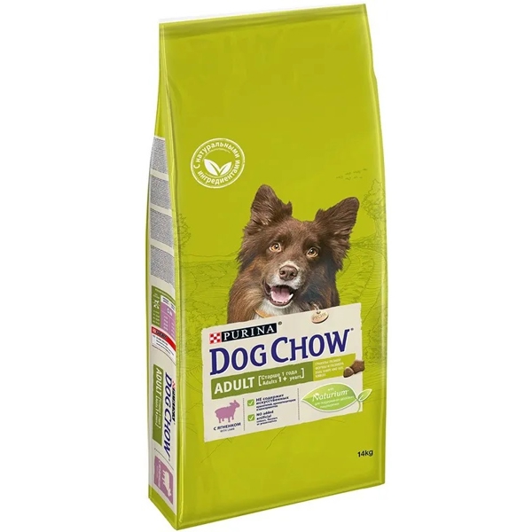 ძაღლის საკვები Dog Chow 7613034944825 Adult Dogs, All Breeds, Improve Digestion, Lamb, 14Kg