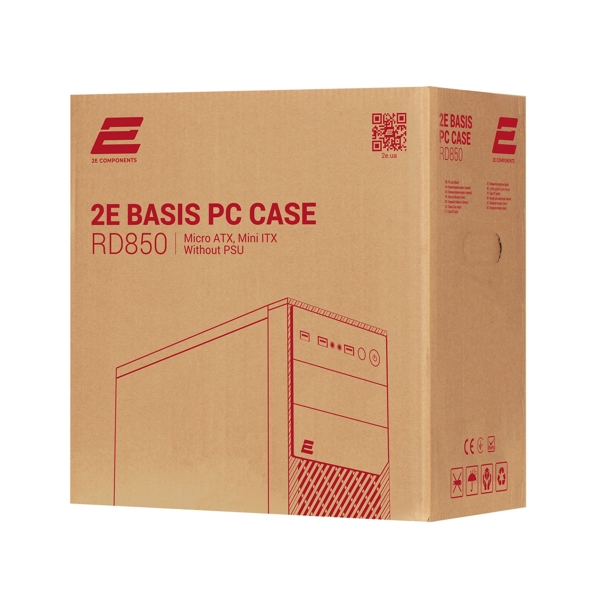 ქეისი 2E 2E-RD850 Computer Case Basis Micro ATX, Mini ITX, 2xUSB2.0, USB3.0, Black