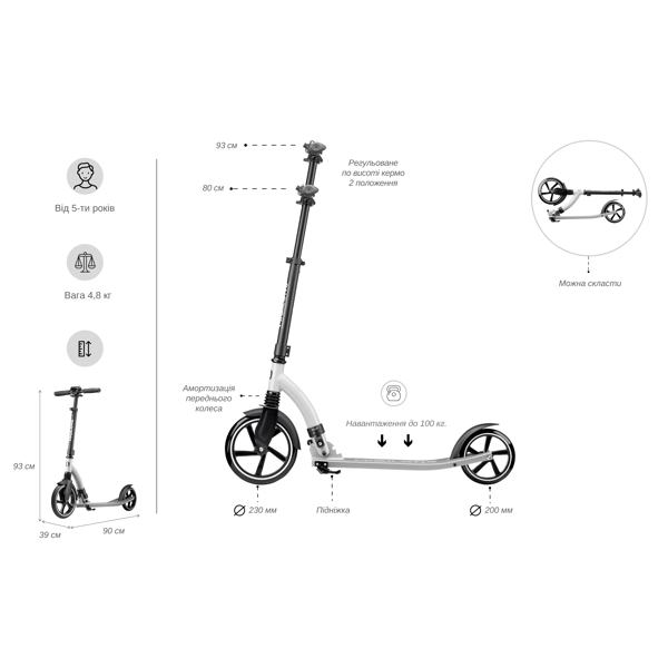 სკუტერი Miqilong Beagle 200 Grey