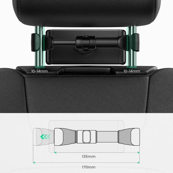 მობილურის დამჭერი Ugreen LP362 (80627) Car Headrest Mount For Phones and Tablets, Black