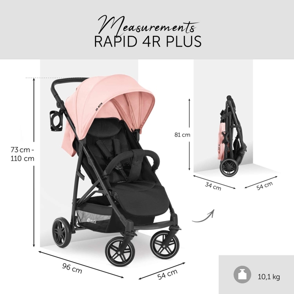 საბავშვო ეტლი Hauck 149911 Rapid 4R Trioset Black/Pink