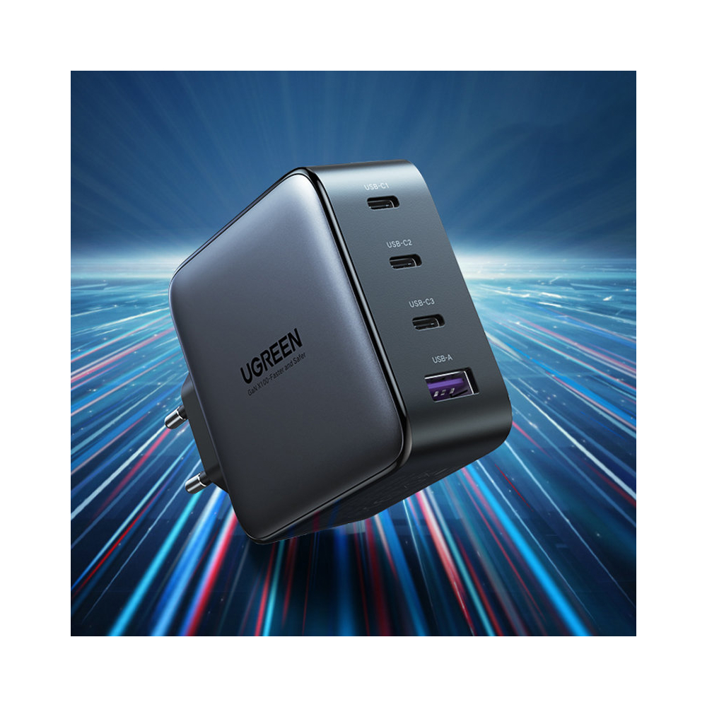 UGREEN CD226 (40747) Nexode GaN Fast Charger, 3xUSB-C, USB-A, 100W, Black