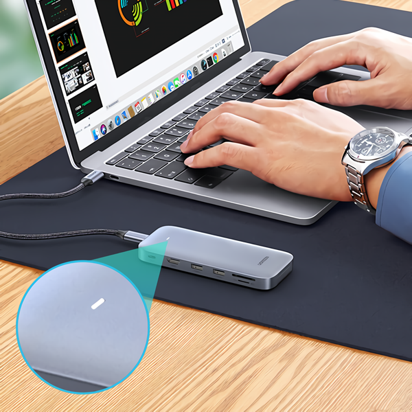 USB-C ჰაბი UGREEN CM440 (60612) Multifunction Type-C Docking Station, M.2 NVMe/SATA Dual Protocol, 2xUSB-C, 2xUSB3.2, HDMI, SD/TF, Silver