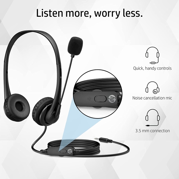 HP 428H6AA G2 Headset, Wired, 3.5mm, Black