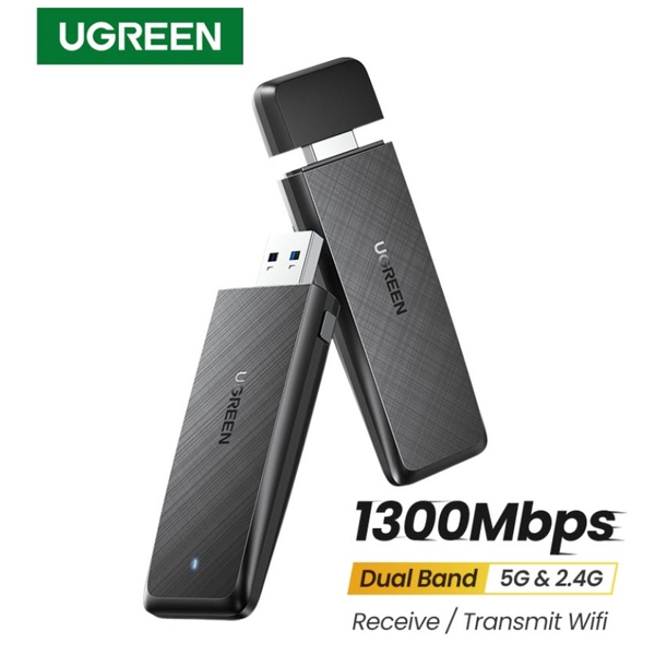 Wi-Fi ადაპტერი UGREEN CM492 (50340) AC1300 Wireless Network Adapter, USB3.0, 1300Mbps, Black