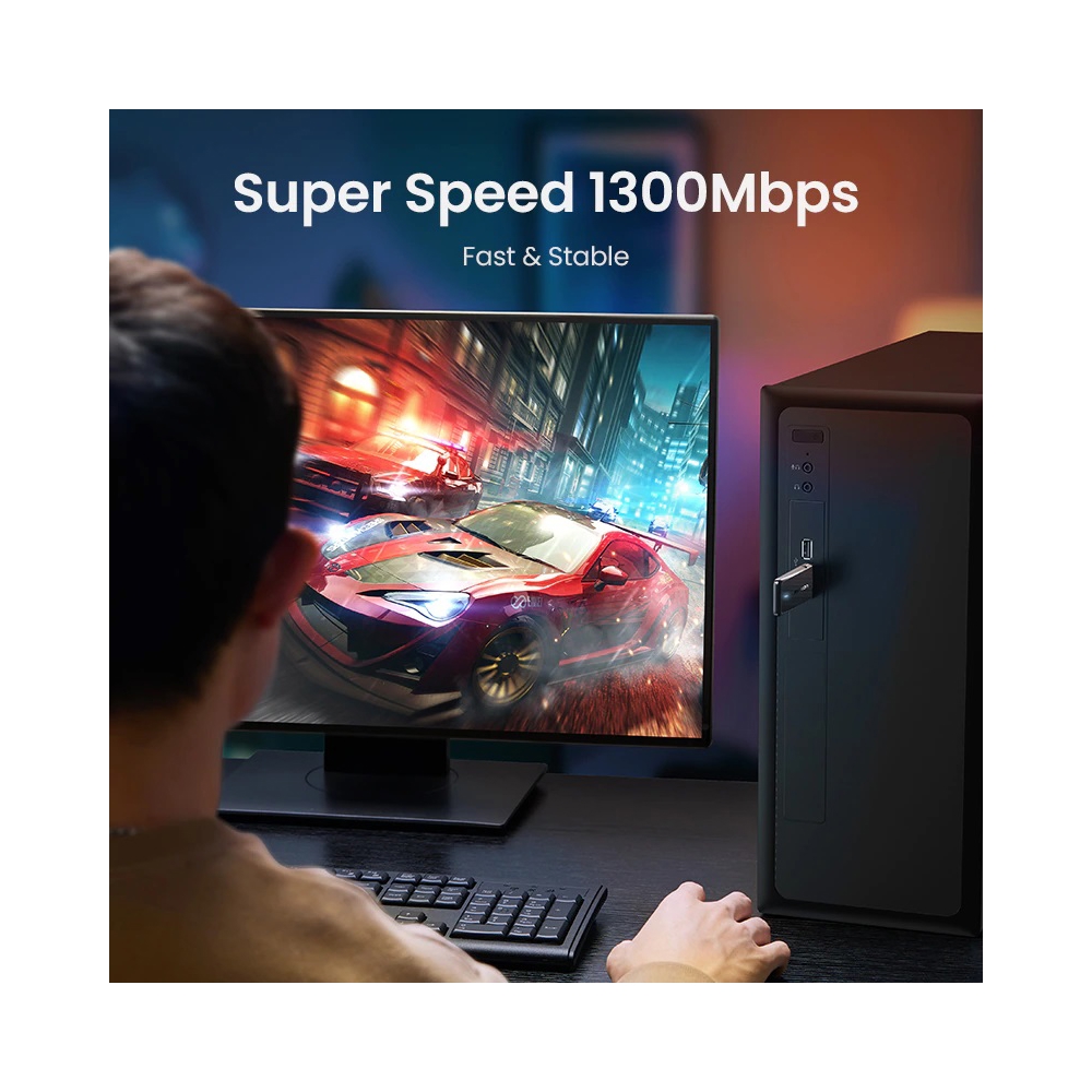 Wifi ადაპტერი UGREEN CM492 (50340) AC1300 Wireless Network Adapter, USB 3.0, 1300Mbps, Black